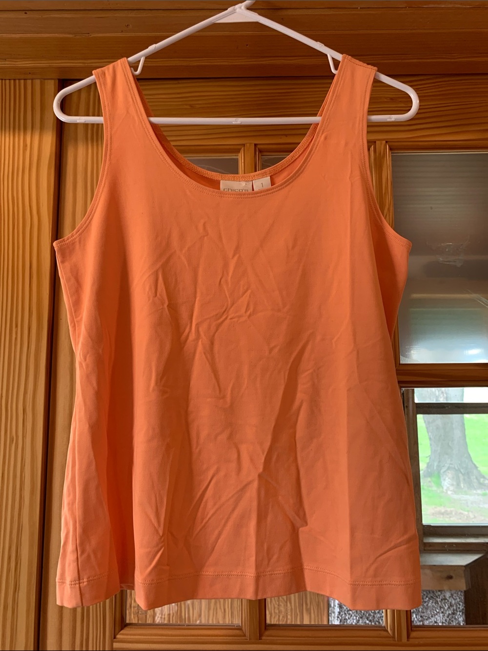 Women's Chico's Pastel Orange Regular Basic Sleeveless Tank Top 1 M